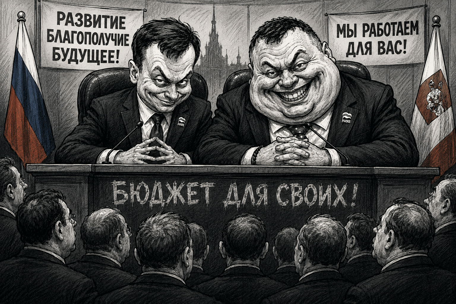 Карикатура на встречу чиновников и предпринимателей